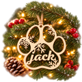 Snowflake Dog Paw Wooden Christmas Ornament