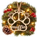 Angel Paw Print Memorial Wooden Christmas Ornament