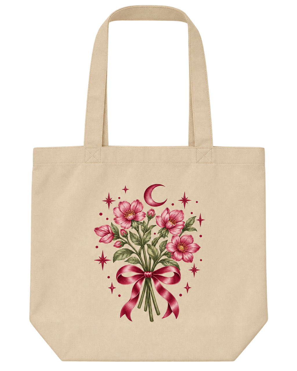 Floral Moon & Ribbon - Eco Tote Bag