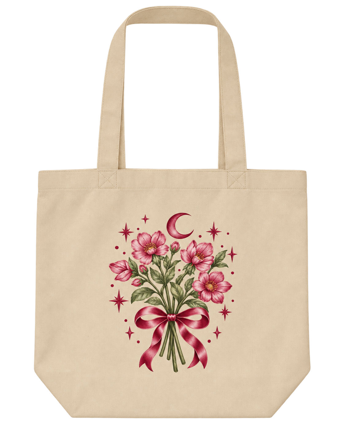 Floral Moon & Ribbon - Eco Tote Bag